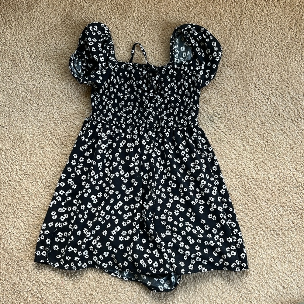 express | black dress with white flowers